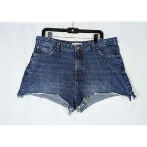 Denim & Co Shorts 16 Women's Blue Raw Hem Denim Jean Mini Short Shorts Cut Off